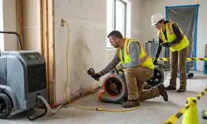 Structural drying equipment in a St. Louis, MO home after water damage restoration